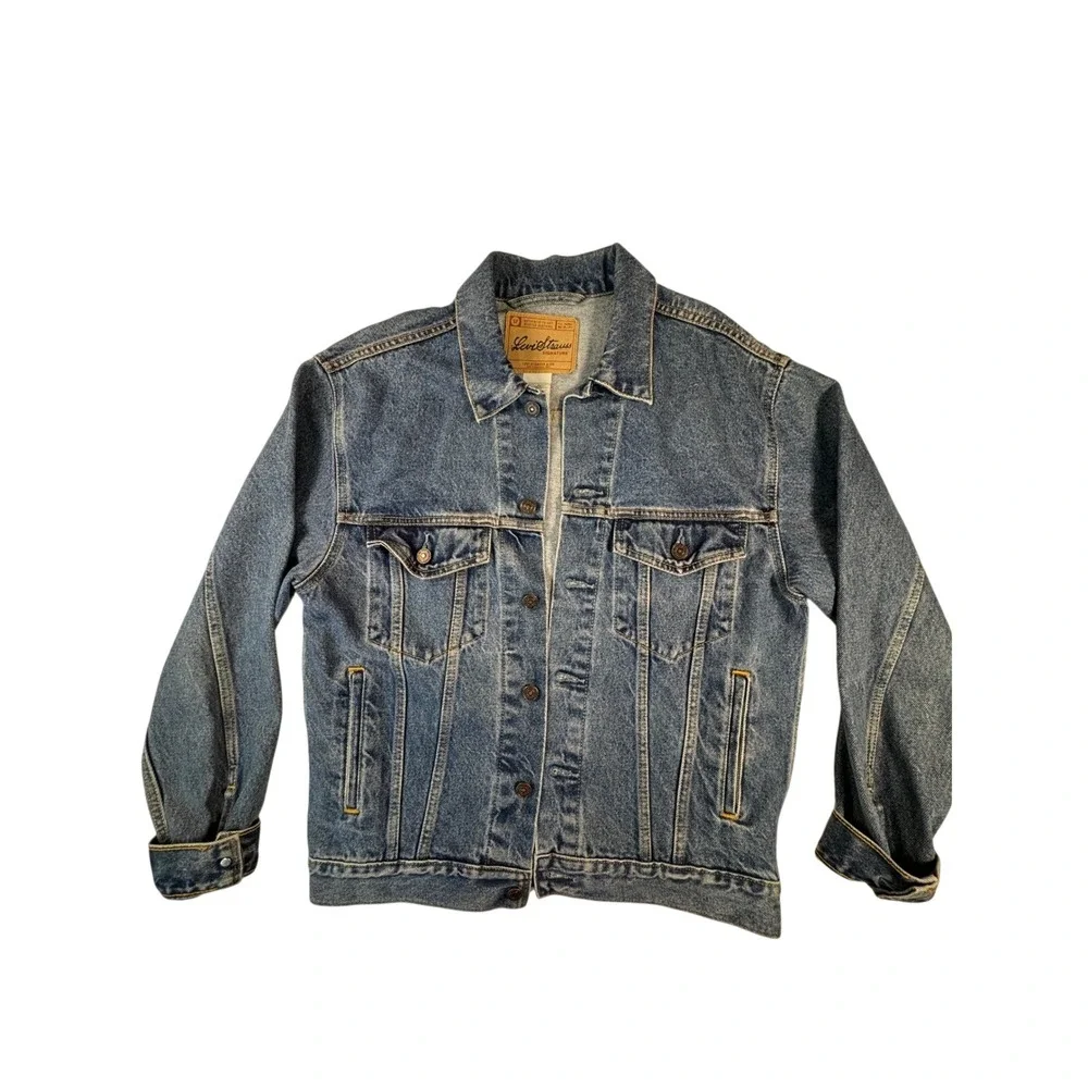 Levi Strauss Signature‎ Denim Women's Jacket large cusCowgirl Patch Western